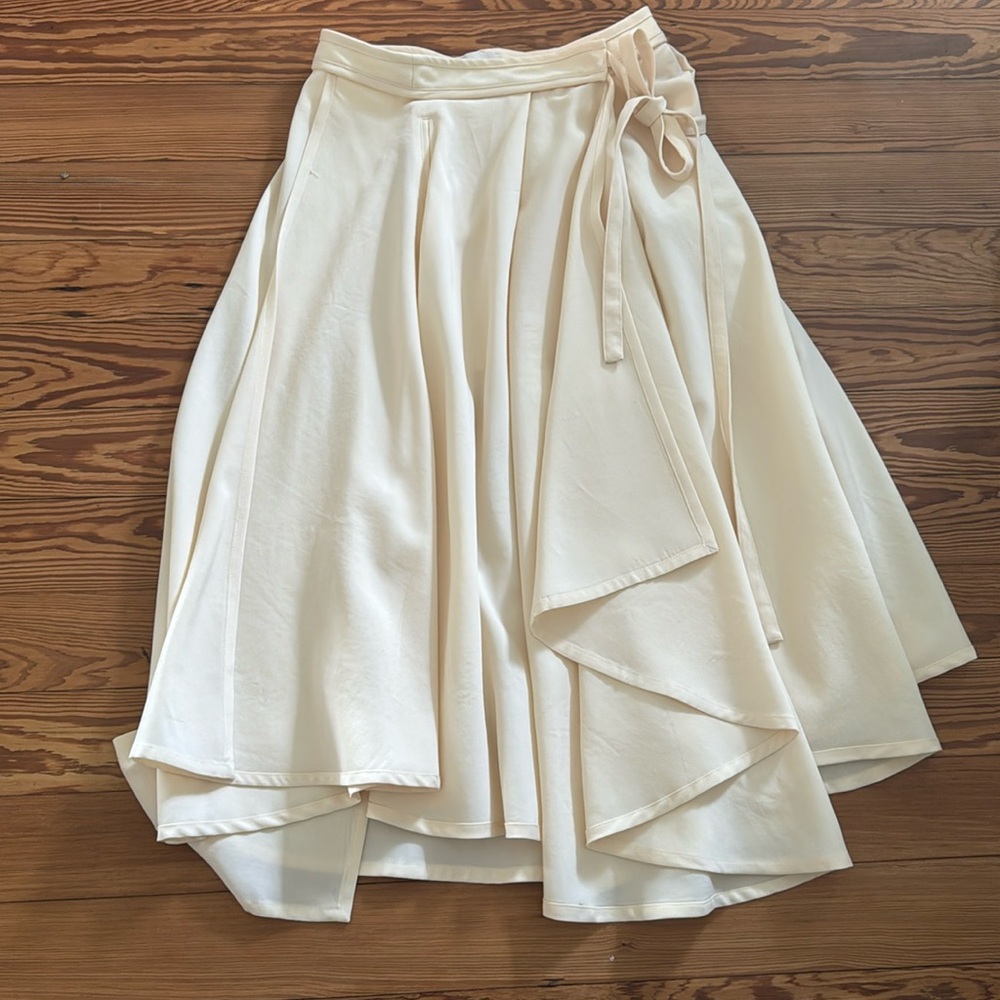 Lemaire Cream Midi Skirt with Draped Wrap Detail